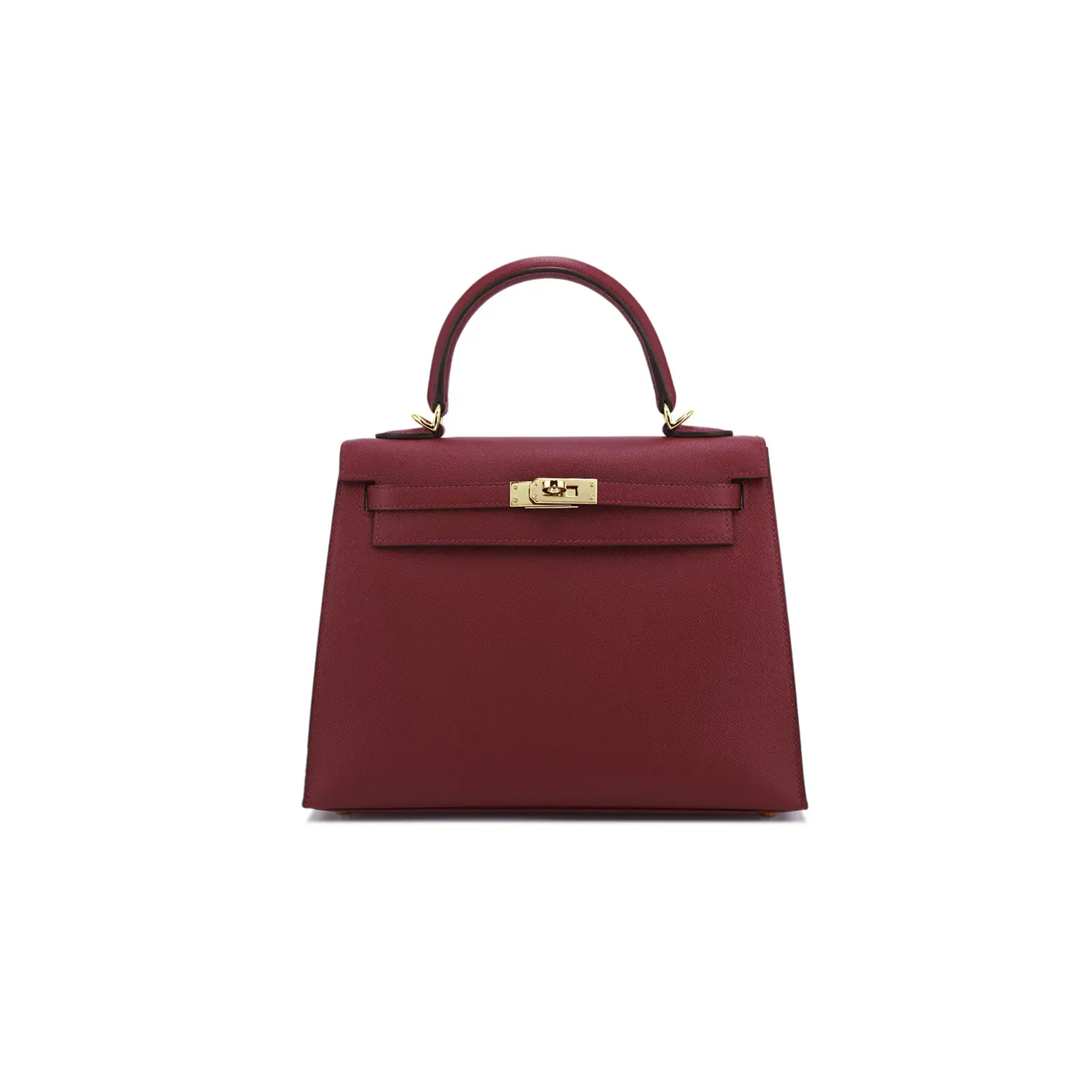 H**mes kelly 25 epsom burgundy gold hardware (25*17*7cm)